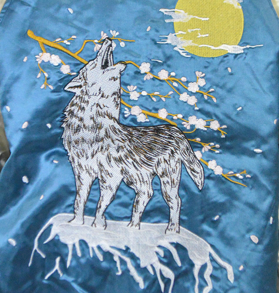 楽天市場】スカジャン【狼 おおかみ 満月】メンズ 和柄 刺繍 桜 狼柄