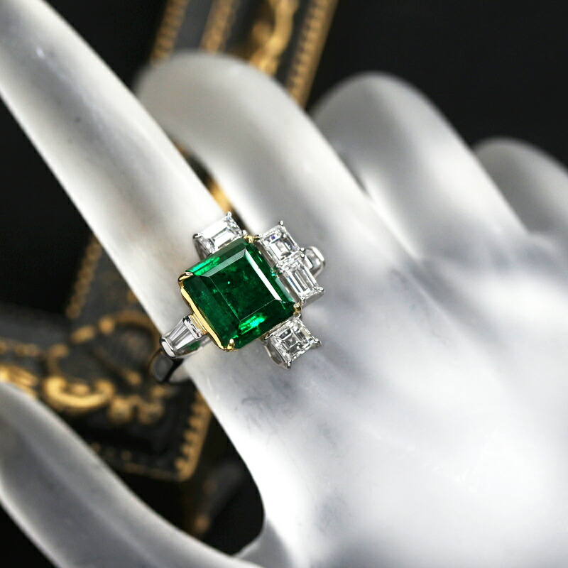 楽天市場】ザンビア産インテンスグリーンエメラルド 4.21ct リング 12