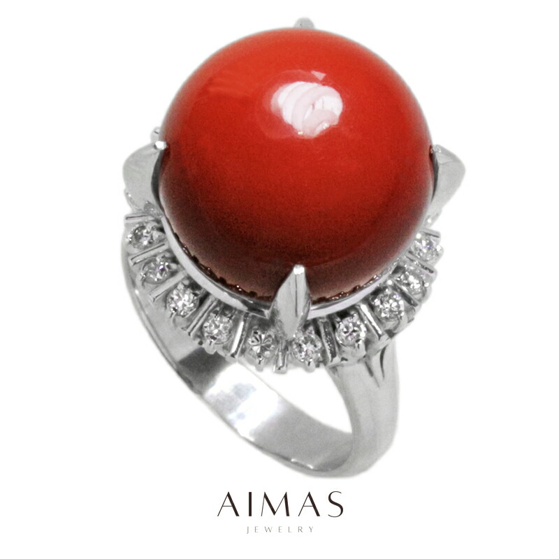 楽天市場】【ｾｰﾙ】赤珊瑚 約15.7mm リング PT900 プラチナ
