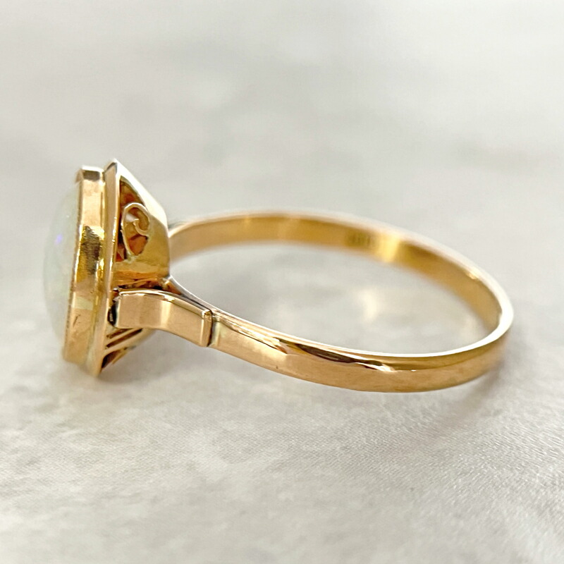 楽天市場】オパール 約9.2mm×7.2mm リング 16.5号 K18YG イエロー