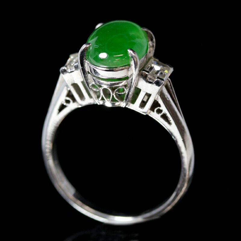 天然翡翠 ひすい ろうかん 天然ダイヤモンド リング PT900