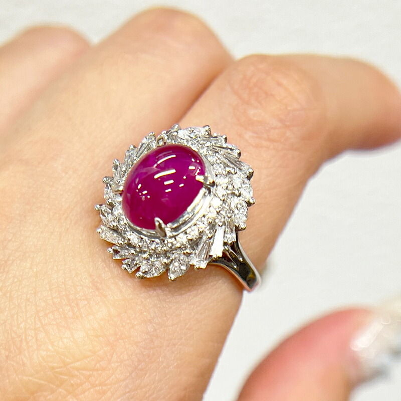 楽天市場】ミャンマー産スタールビー 4.54ct リング 16号 PT900