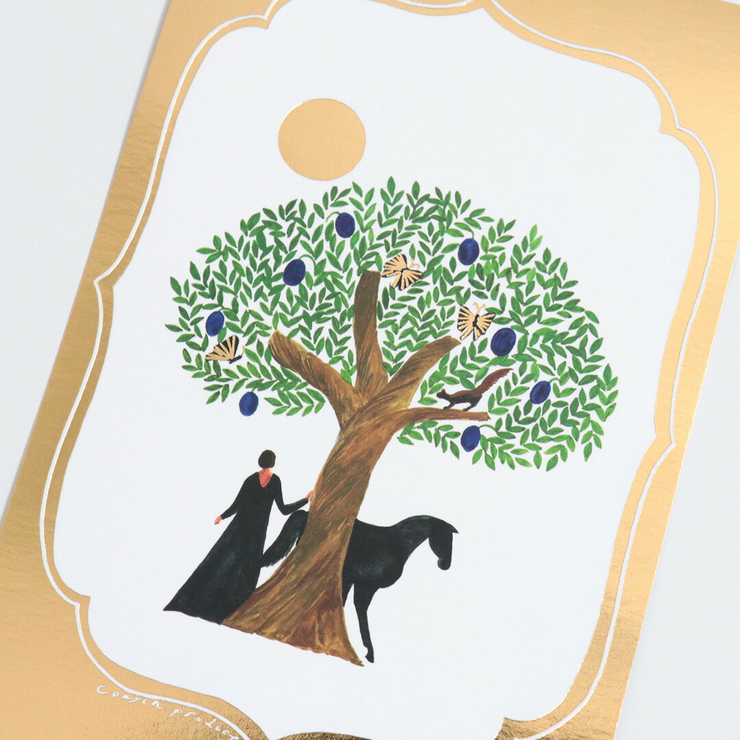 楽天市場】箔押しポストカード 西淑 [ tree/gold ] はがき 絵葉書