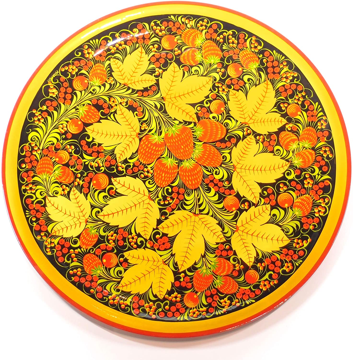 楽天市場】ホフロマ塗り 飾り皿（大きなサイズ） [ロシア雑貨] : Akhtuba