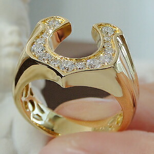 楽天市場】K18YG メンズ ダイヤモンド 0.5ct 馬蹄 リング【送料無料