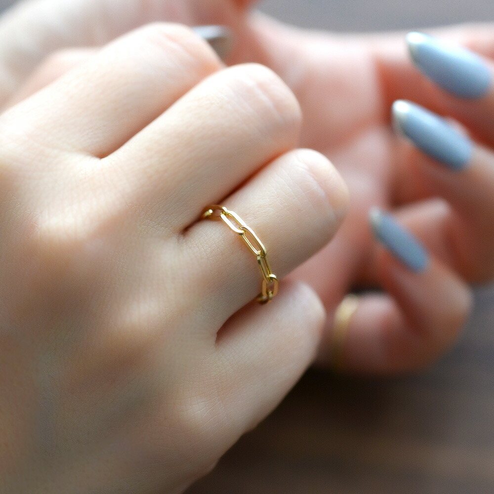 楽天市場】k18 ペーパークリップチェーンリング 幅2.7mm 中空 ゴールド