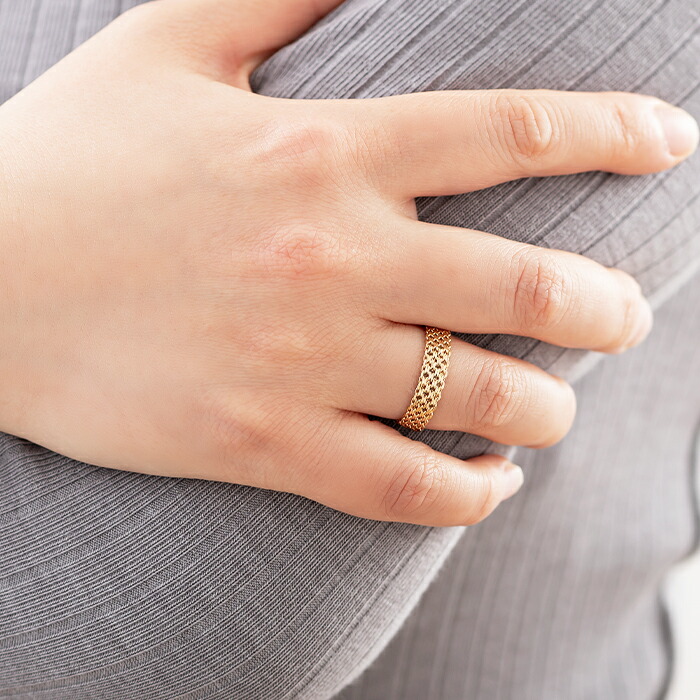 楽天市場】K18 YG ビスマルク チェーンリング リング 指輪 18金