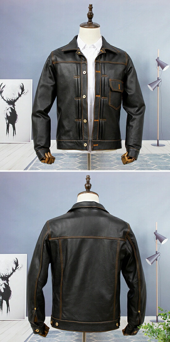 楽天市場】少量生産 革ジャン本革 牛革メンズ/レザージャケットGジャン