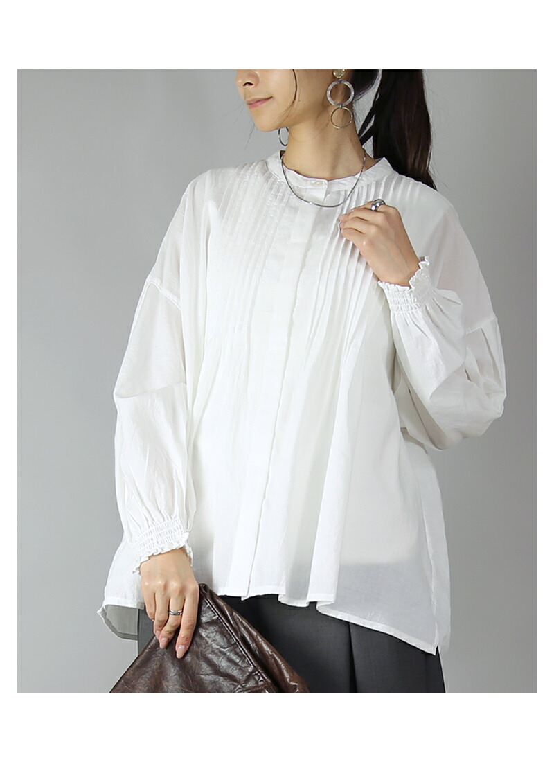 楽天市場】ブラウス レディース コットン長袖ピンタックブラウス