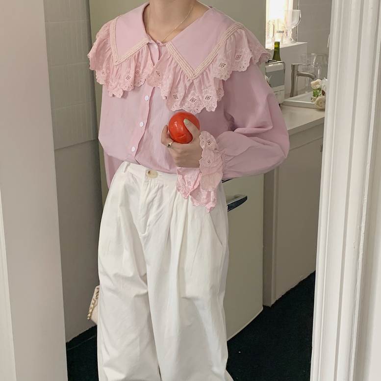 楽天市場】レースフリル付きブラウス トップス レディース ブラウス