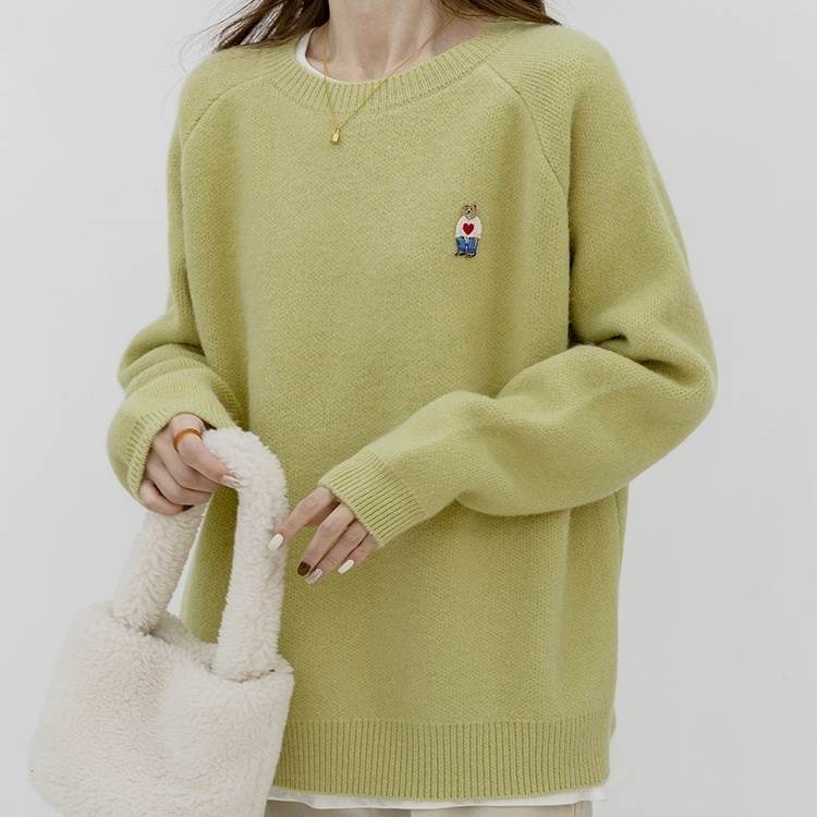 楽天市場】トップス ニット セーター クマちゃん 刺繍 ゆったり 長袖