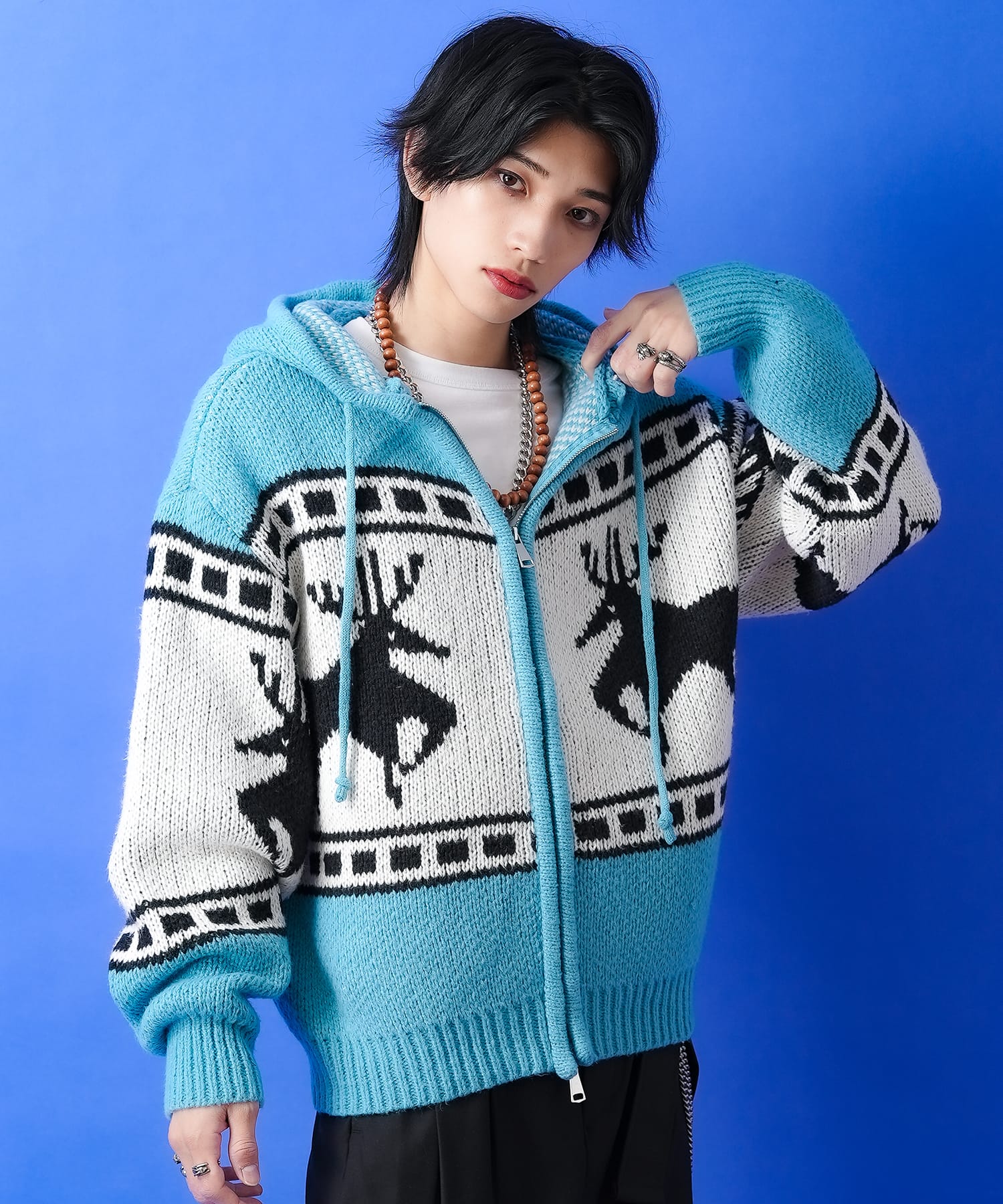 楽天市場】a.p.o.v. ノルディック柄カウチンニットフーディーセーター