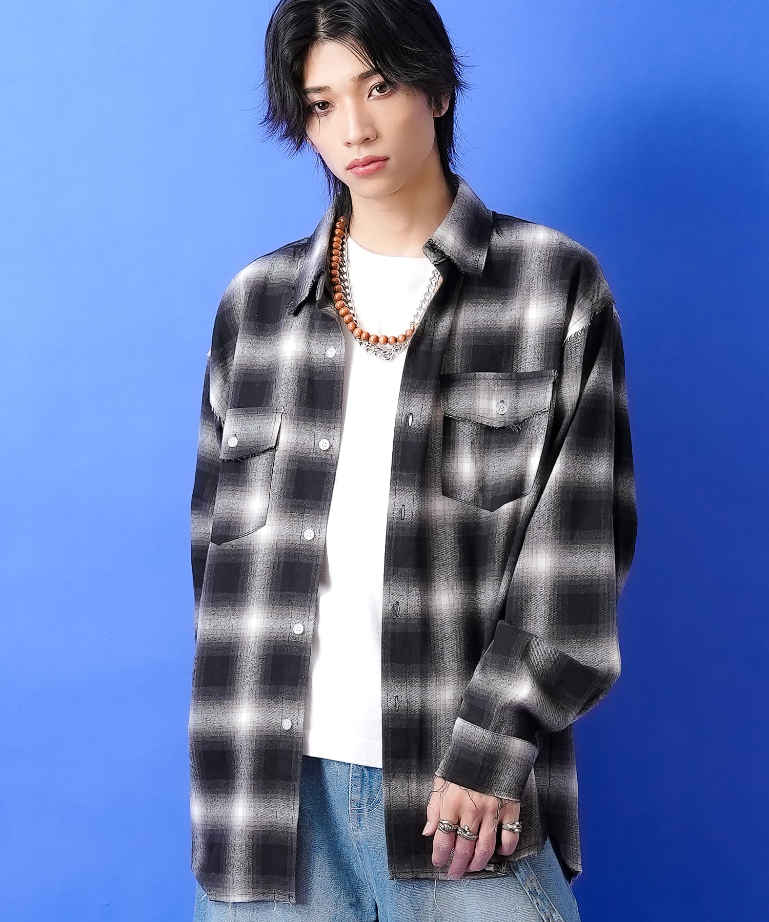 楽天市場】a.p.o.v. カットオフダメージチェックネルシャツ / メンズ