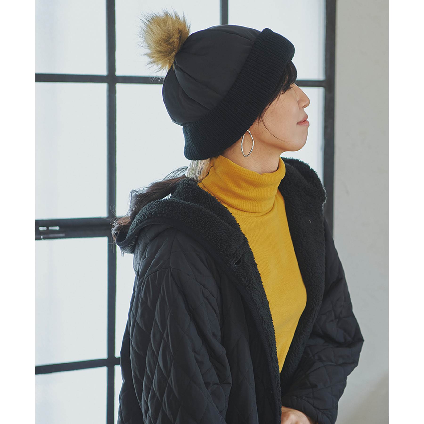 楽天市場】ニット帽 レディース ポンポン ファー 秋 冬 中わた帽子