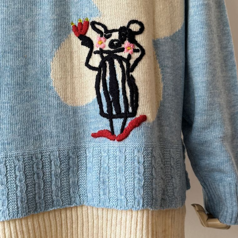 アルベロベロ タートルネック ニット セーター ブタさん フリンジ