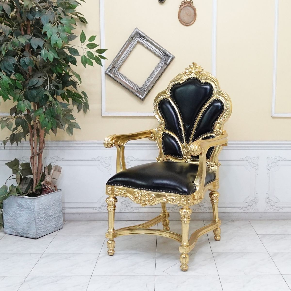 フランスアンティークバロック様式サロンチェア/木製ダイニングイス(90