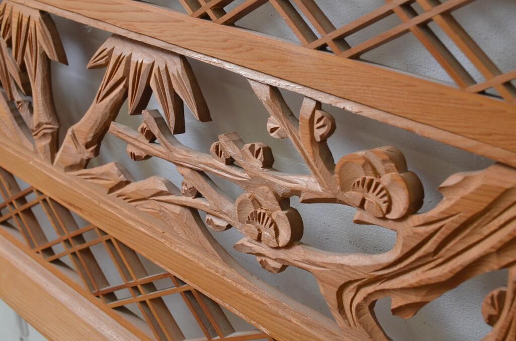 楽天市場】▽現状販売▽ アンティーク建具 欄間 2枚セット 組子入り