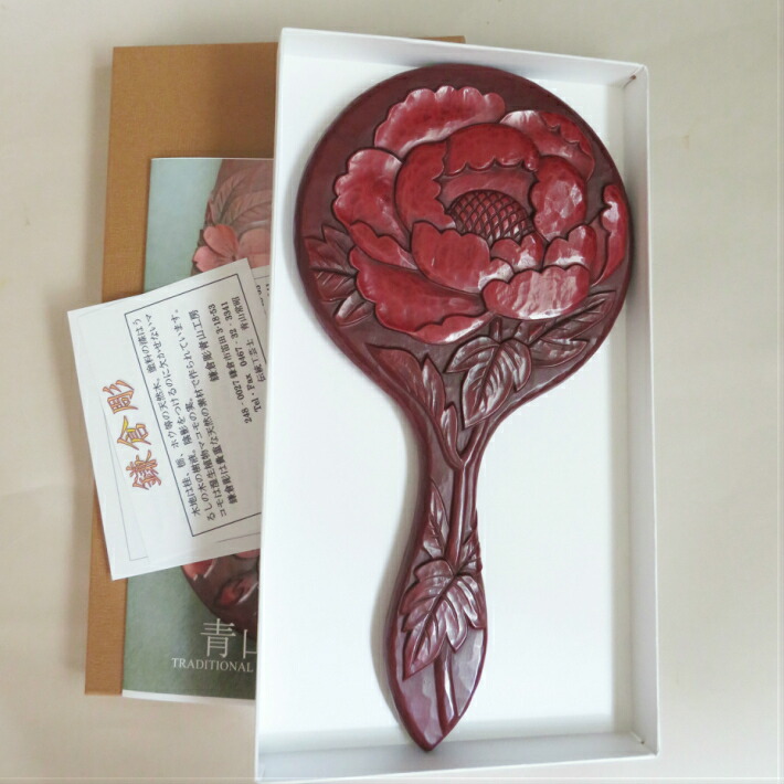 楽天市場】鎌倉彫 鏡 手鏡 木 国産 化粧鏡 ギフト対応可 木製 漆塗り