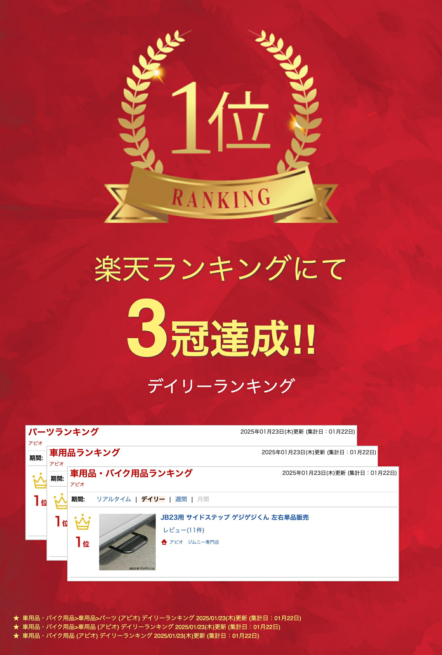 楽天市場】ジムニー パーツ【アピオ JB23用 サイドステップ ゲジゲジ