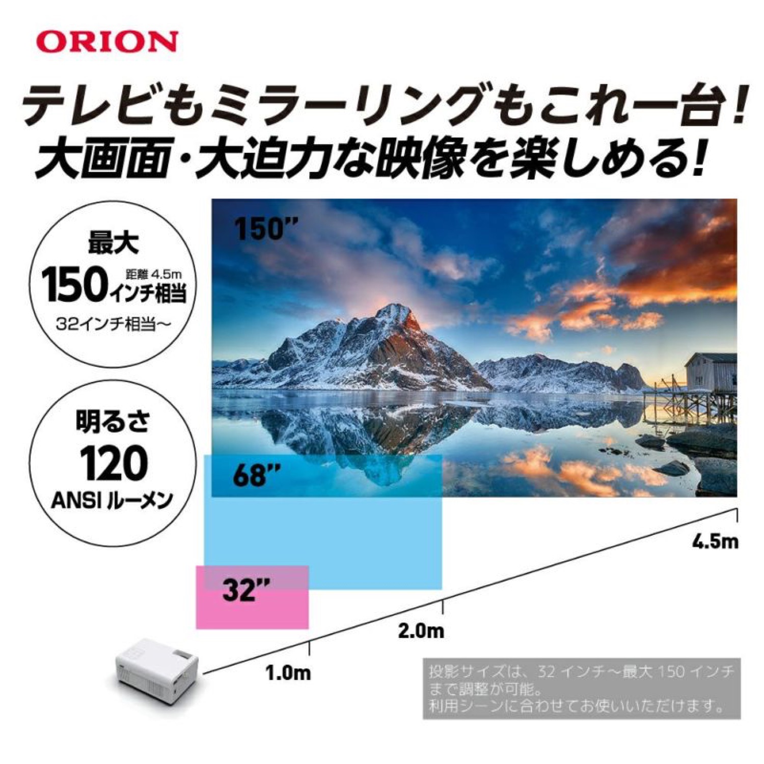 楽天市場】ORION OP-1001W テレビチューナー付き プロジェクター HDMI