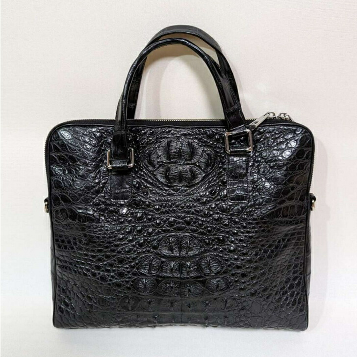 楽天市場】クロコダイル トートバッグ ファスナーつき ブラック｜もう