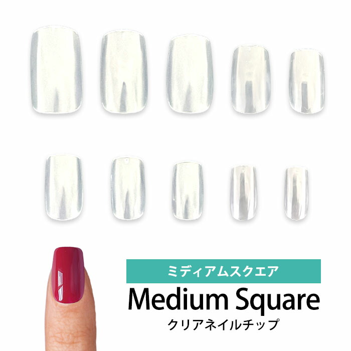 楽天市場】ネイルチップ クリア【 ミディアム スクエア 】セット ばら