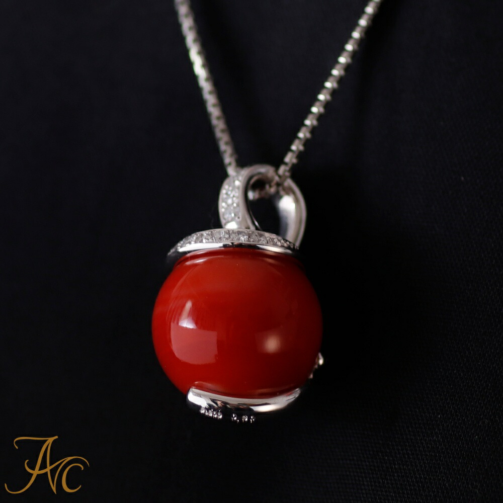 楽天市場】≪1年保証付き≫14mm玉 日本産血赤珊瑚 プラチナ900