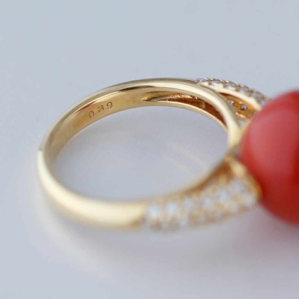 楽天市場】≪1年保証付き≫ 日本産血赤珊瑚12.5ミリ玉K18リング