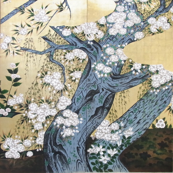 楽天市場】漆絵 長谷川久蔵の名作「桜図」全図（左隻＋右隻） NH81