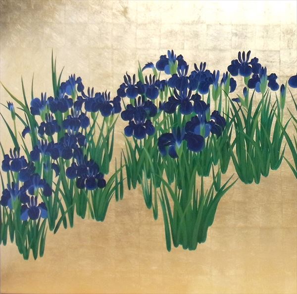 楽天市場】漆絵 尾形光琳の名作「燕子花(かきつばた)図」右隻 NH138R