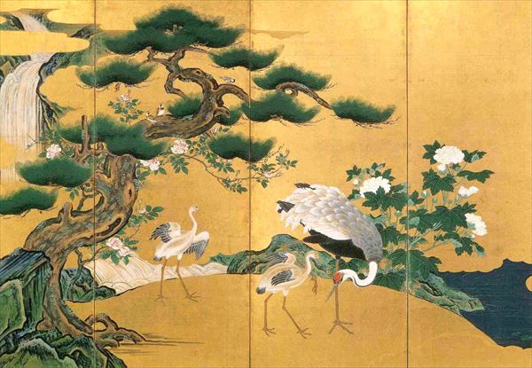 楽天市場】漆絵 狩野永納の名作_遊鶴図・部分 nh239p : 絵画制作専門