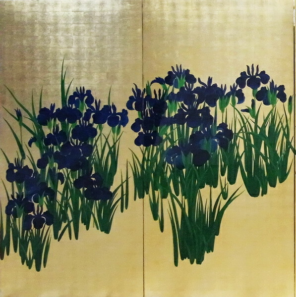 楽天市場】漆絵 尾形光琳の名作「燕子花(かきつばた)図」右隻 NH138R