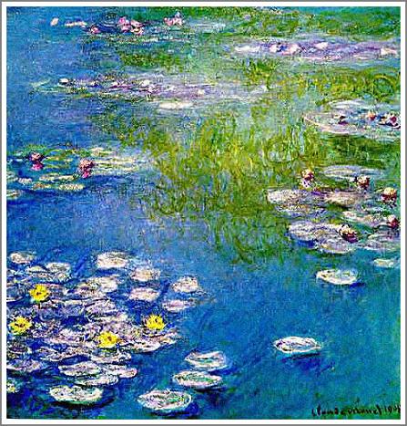 楽天市場】手描き 油絵 複製画 クロード・モネ「睡蓮～青とピンク