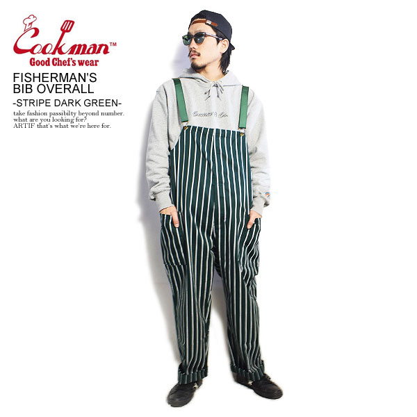 楽天市場】COOKMAN クックマン FISHERMAN'S BIB OVERALL -STRIPE DARK