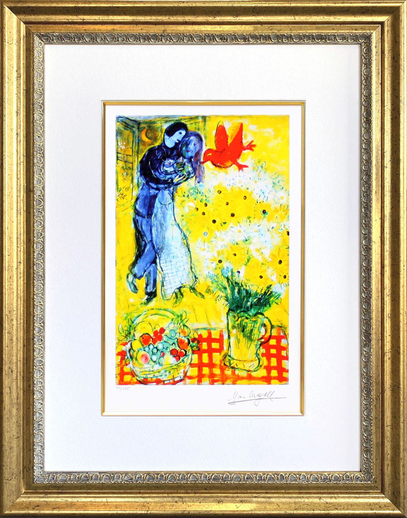 希少真作！シャガール ヤコブの梯子 リトグラフポスター 高級額装品