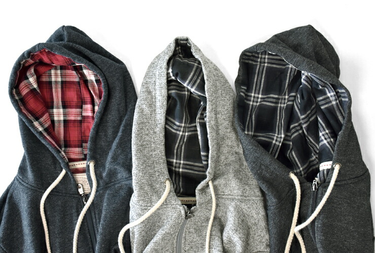 楽天市場】パーカー メンズ 裏チェック ミニ裏毛 ジップアップ ジップ