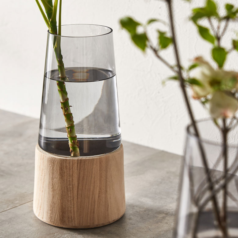 楽天市場】訳あり アウトレット フラワーベース ガラス × ウッド