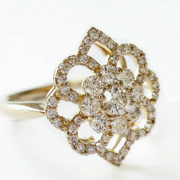楽天市場】k18 ダイヤモンド 0.7ct リング 指輪 フラワー 花 取り巻き