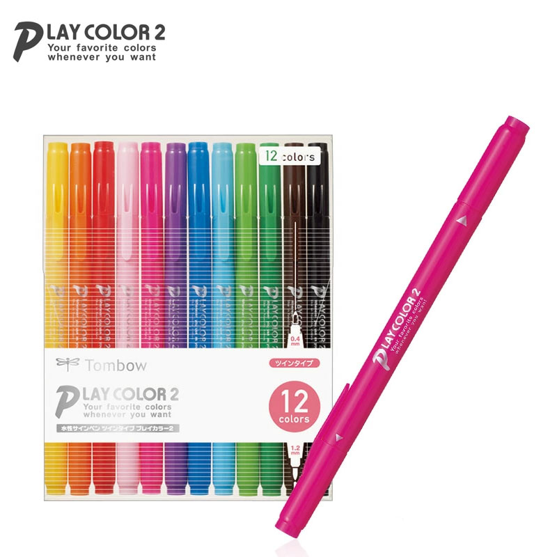 楽天市場】【12色セット】トンボ鉛筆／水性サインペン＜PLAYCOLOR 2