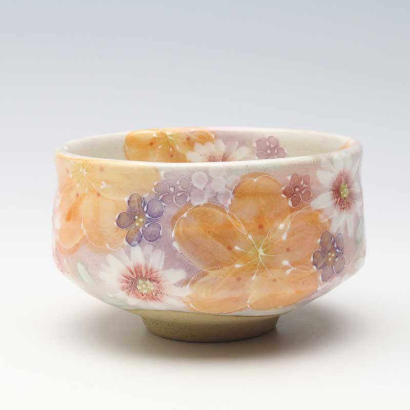 楽天市場】【紅彩京花 抹茶碗（平型）】 抹茶茶碗 お抹茶 茶道具 茶器