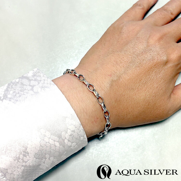 楽天市場】アクアシルバー ゆらぎ シルバー ブレスレット Medium Tバー