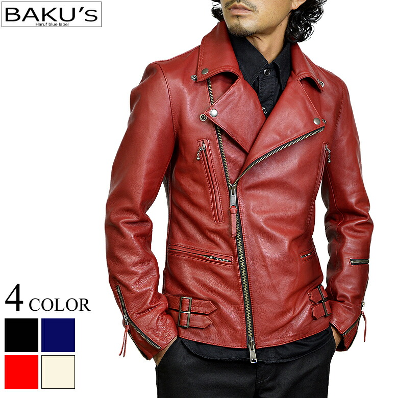 楽天市場】ダブルライダースジャケット メンズ 本革 レザージャケット