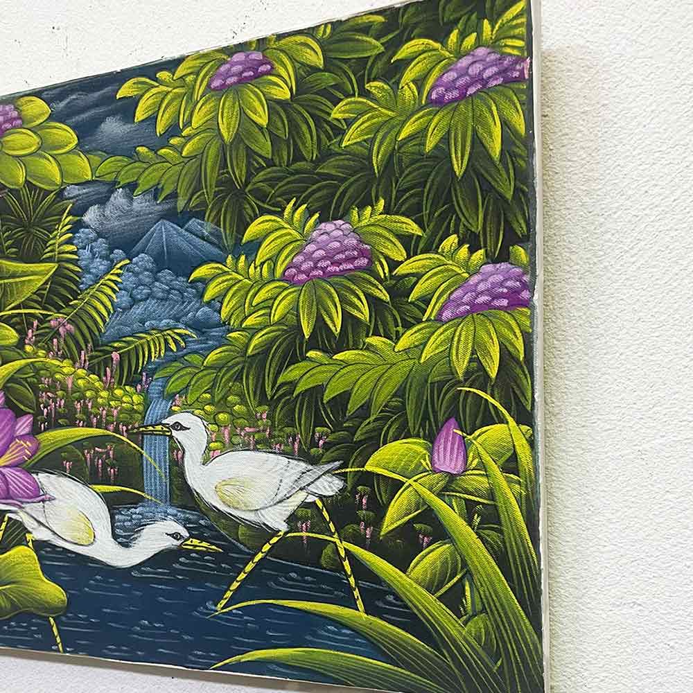 楽天市場】バリ絵画 鳥の絵 2羽 小鳥 白サギ W40×H30cm ブンゴセカン