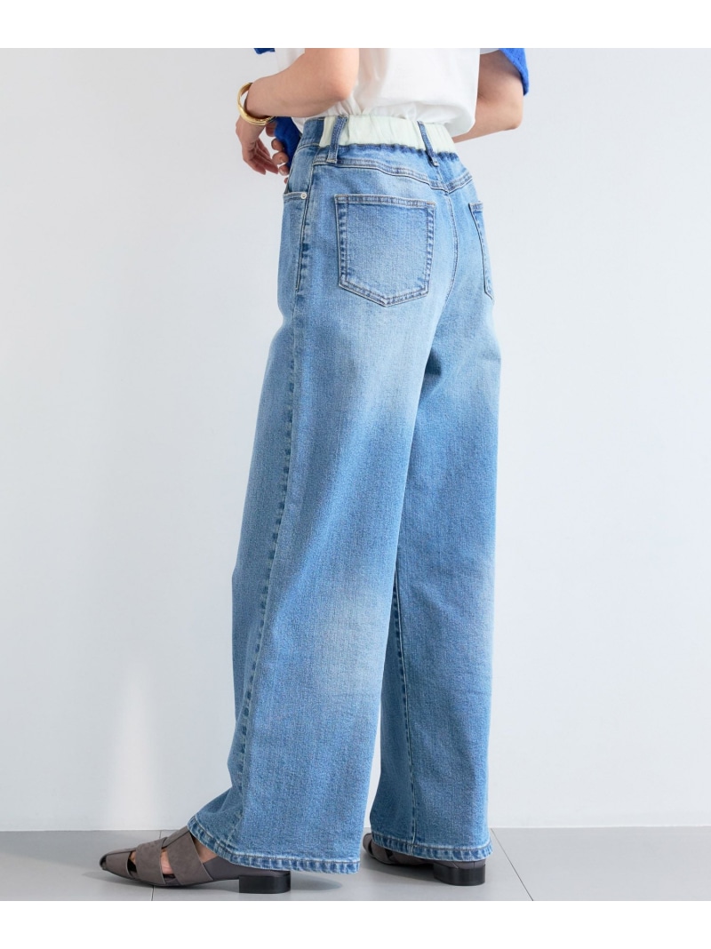 楽天市場】ソフトウエストワイドデニムパンツ【一部店舗限定