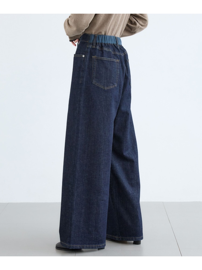 楽天市場】ソフトウエストワイドデニムパンツ【一部店舗限定