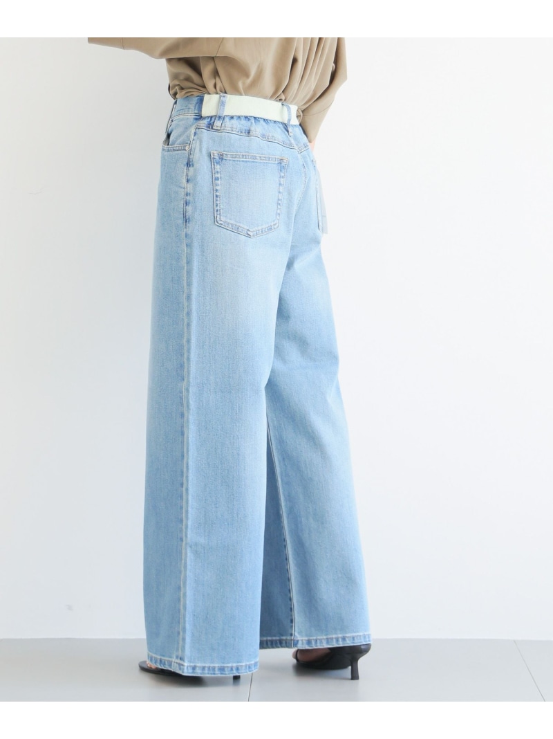 楽天市場】ソフトウエストワイドデニムパンツ【一部店舗限定