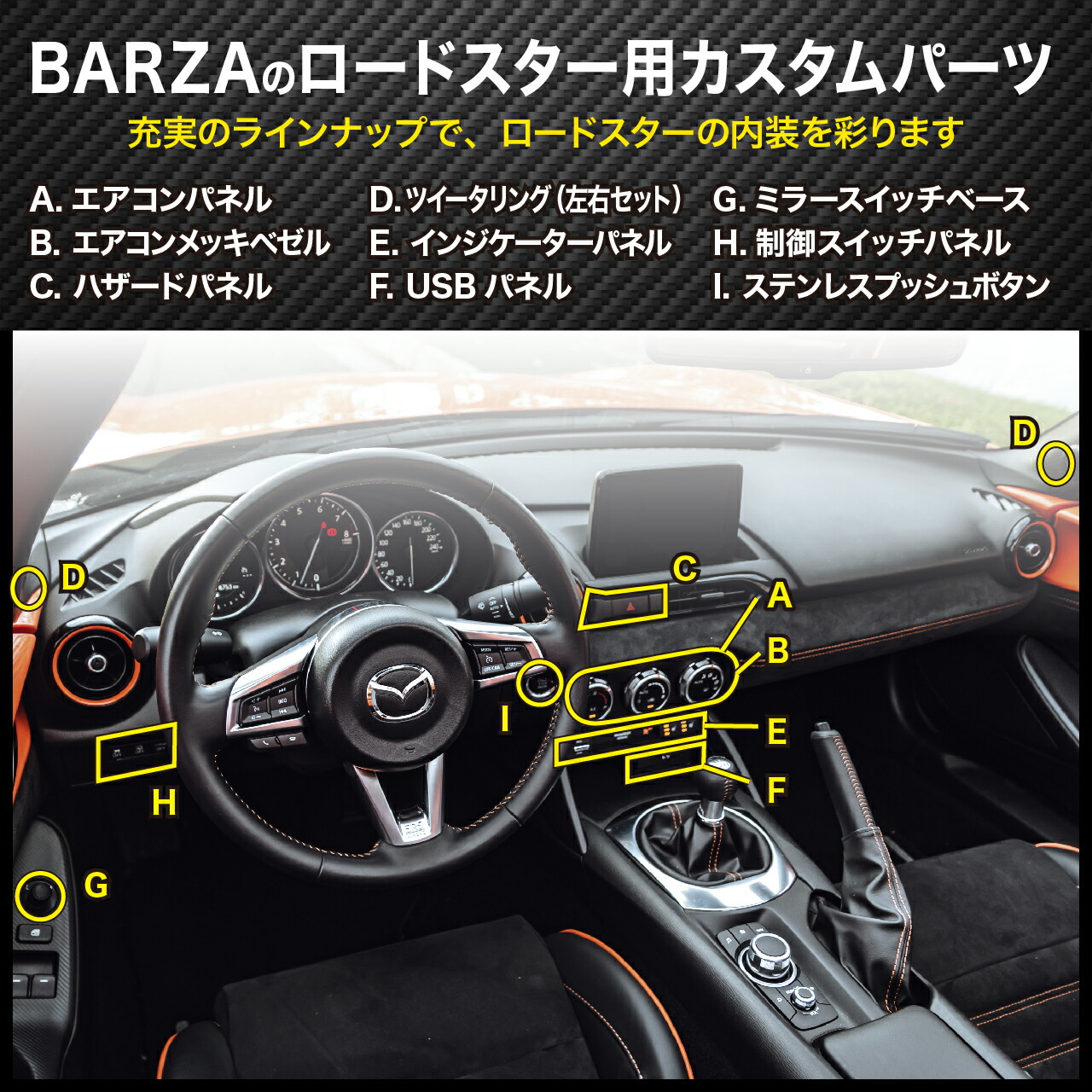 楽天市場】エアコンパネル マツダ ロードスター ND用 ( アルミ