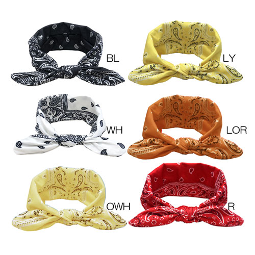 楽天市場】リボン耳付き バンダナ柄 ヘアバンド最大幅7.5cm 長さ48.5cm