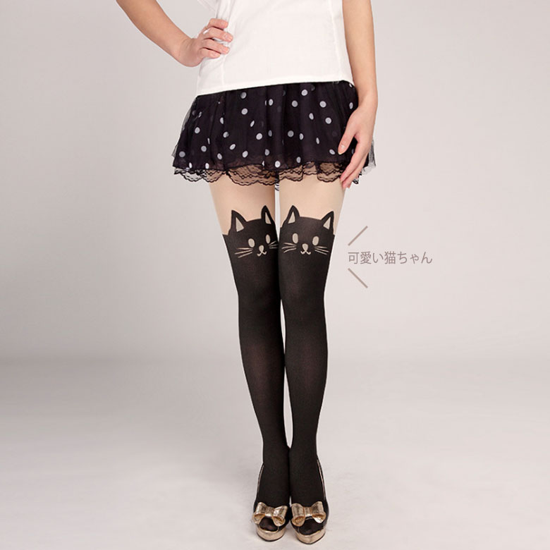 楽天市場】ねこ 柄 プリント タイツ ストッキング ヒップホップ クラブ
