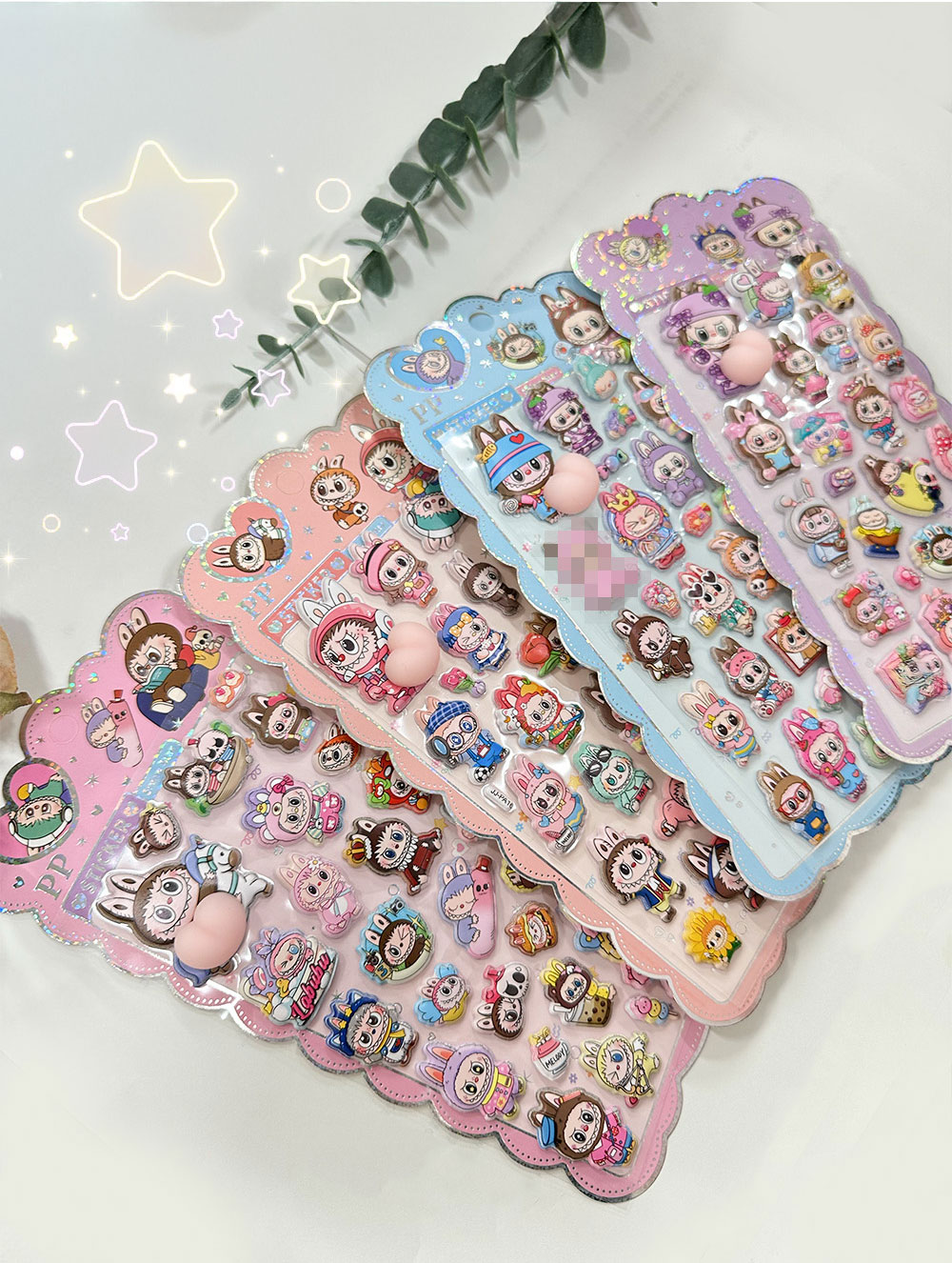 楽天市場】ぷくぷくシール ラブブ 福袋 4枚 らぶぶ ぷっくりシール